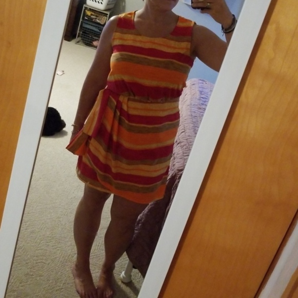 Vintage‎ Orange yellow and red sleeveless dress sag harbor size.12